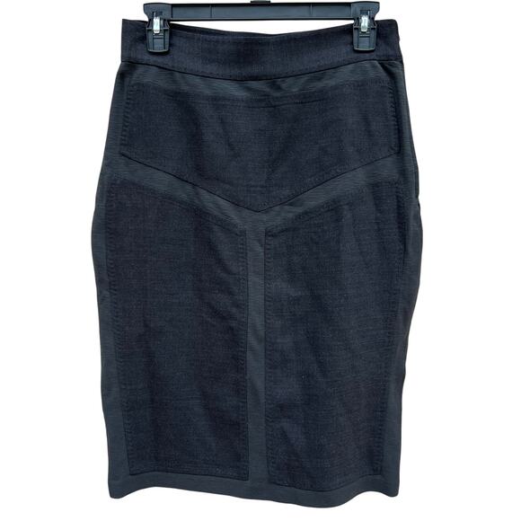 Diane Von Furstenburg DVF Black Grey Wool Blend Chickie Pencil Skirt Size 8 - Picture 1 of 9